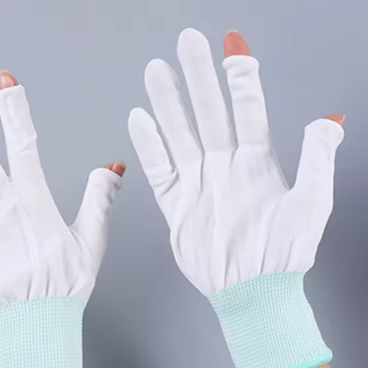 Protección solar para ciclismo al aire libre, guantes de nailon de Color sólido para hombre, guantes antideslizantes con dos dedos para pantalla táctil - 1