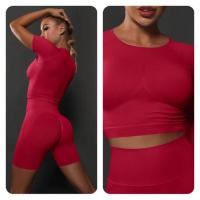 Conjunto de Shorts de Yoga de Algodón Melaleuca Sin Costuras Color Sólido Manga Corta - details 32