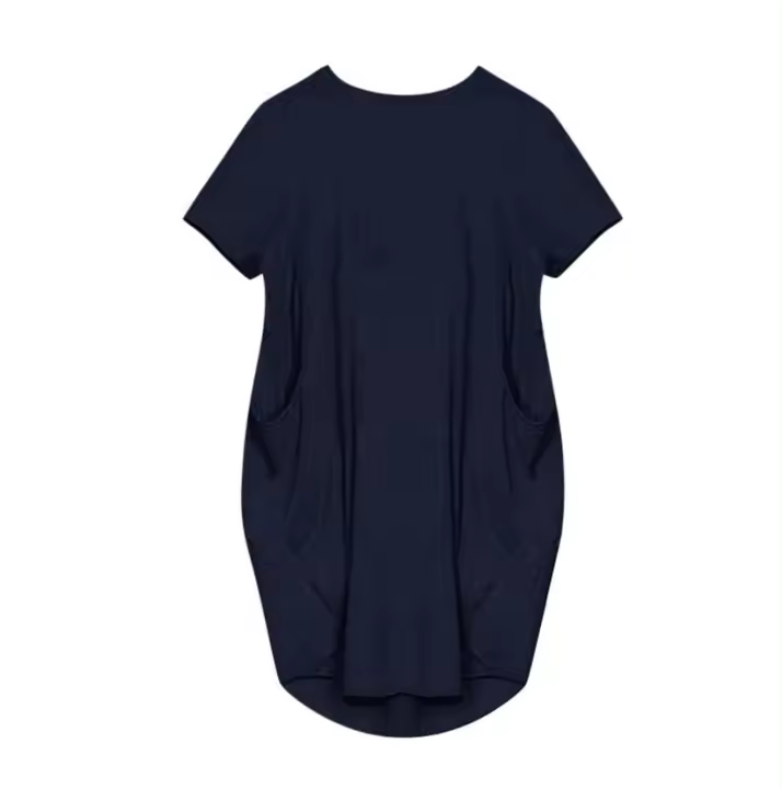 Vestidos casuales sueltos con cuello redondo y manga corta para mujer de talla grande - 1