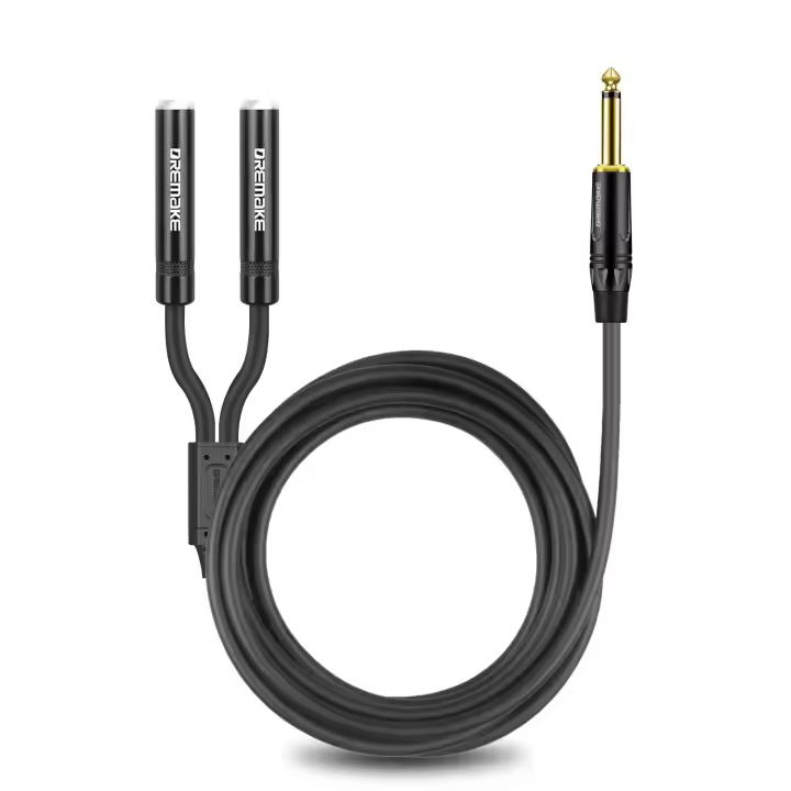 Conector de cable de extensión de audio de 6.5 mm hembra a 2x6.5 mm macho, cable de 1/4 de pulgada para amplificador, micrófono, mezclador, conexión de guitarra y bajo - 1
