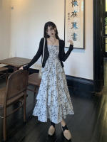 Vestido francés con tirantes florales, dulce y Súper Hada, con sentido del diseño de mujer, vestido de princesa de pastel de longitud media a larga, estilo Hepburn - details 9
