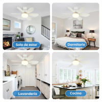 Ventilador de techo de 20,5 pulgadas con luz y mando a distancia, bombilla LED E27 de 40 W, 3 cambios de luz, sin cable, apto para cocina, dormitorio y habitaciones pequeñas. - details 9
