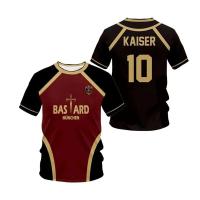 Camiseta de talla grande con estampado 3D de MICHAEL KAISER de Anime Blue Lock para hombre y mujer, camiseta deportiva transpirable de manga corta de secado rápido - details 1