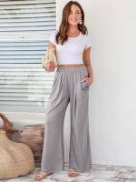 Pantalones sueltos y cómodos de pierna recta, pantalones de mujer con cintura elástica para - details 7