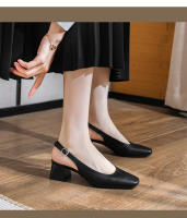 Bolsas de Cuero Suaves de Gran Tamaño Sandalias de Cabeza Cuadrada con Tacones Gruesos para el Trabajo en Verano 2024 - details 9