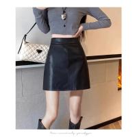 Falda midi popular de cuero negro y falda ajustada hasta la cintura - details 25