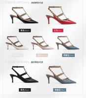 Tacones Altos con Tachuelas Verano 2025 Willow Tacón Fino Sandalias de Punta Negra con Tira de Dos Anillos de Cuero Charol Versátiles Zapatos Individuales. - details 20