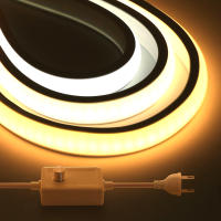 Tira de luces LED COB regulable para exteriores, cinta de 288leds/M con enchufe europeo de 220V, RA90, de alto brillo, para iluminación de jardín, dormitorio y cocina - details 4
