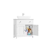 Mueble de baño con lavabo de cerámica, armario bajo lavabo para lavabo con 2 puertas, 61x43,5x84 cm, blanco - details 5