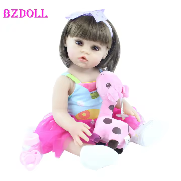 BZDOLL muñeca Reborn realista, juguete con cuerpo de silicona suave completo, vestido encantador, regalo de cumpleaños para niña, 48 CM y 55 CM - 1