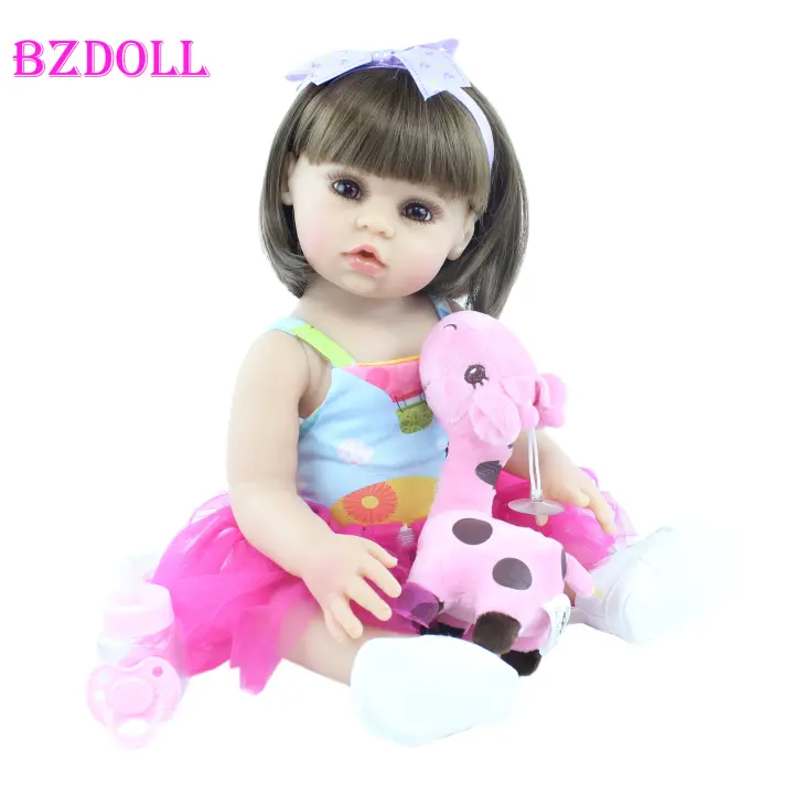 BZDOLL muñeca Reborn realista, juguete con cuerpo de silicona suave completo, vestido encantador, regalo de cumpleaños para niña, 48 CM y 55 CM - 1