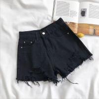 Shorts De Verano Para Mujer Estilo Coreano Vaqueros De Cintura Alta Casual Azul Con Bolsillos Y Borlas Moda Perforada Y2K Jeans Para Niñas Y Mujeres - details 7