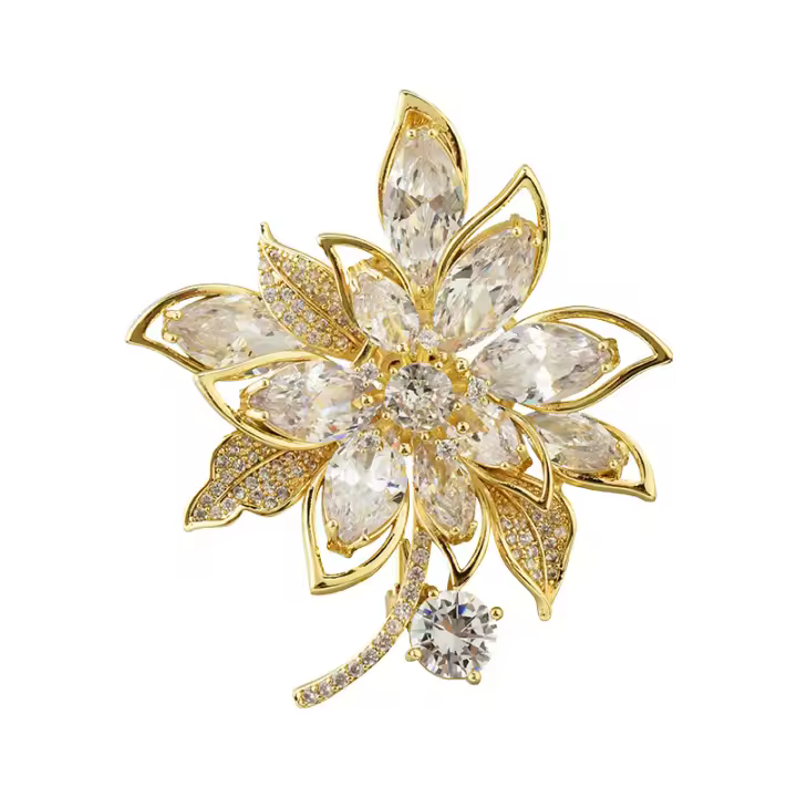 Her Lab Jewelry-broche Abierto de peonías para Mujer, PIN de traje de Abrigo Todo en uno de lujo, traje de ramilleta vintage exaggerado - 1