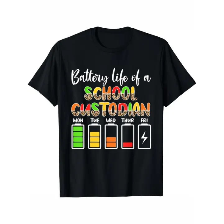 Camiseta Gráfica de Vida de Batería Algodón 100%, Cuello Redondo, Manga Corta, Unisex, Impresión 3D, Todas las Temporadas, Talla Regular, S-XXXL - 1