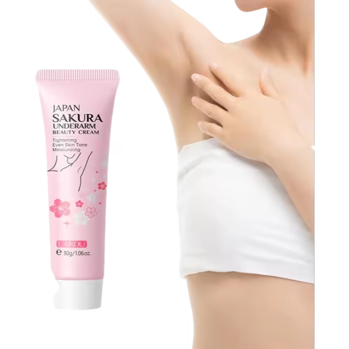Crema japonesa Sakura para apretar las axilas, blanqueador de piel oscura para las nalgas y las rodillas, mejora la pigmentación de melanina, brillo e hidratación opaco - 1