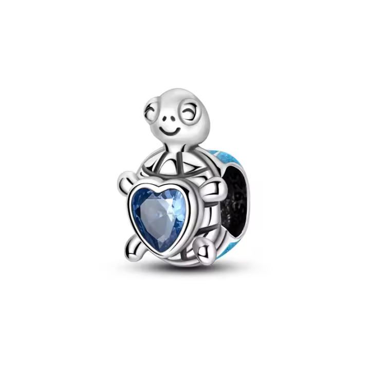 Cuentas de Corazón de Tortuga de Plata Esterlina 925 Zirconia Cúbica para Joyería Hecha a Mano - 1