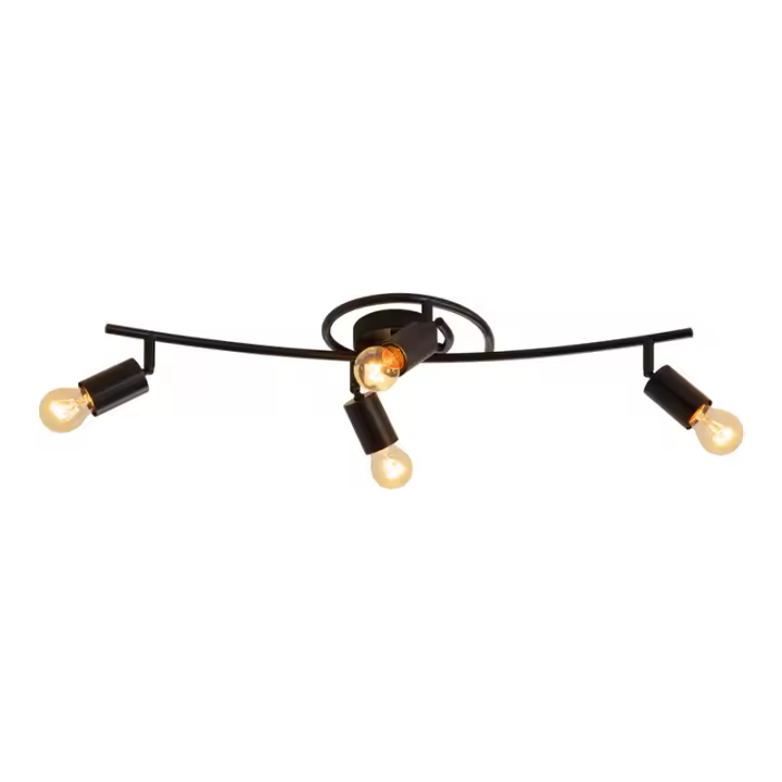 CBJKTX Foco de techo vintage negro 4 llamas E27 350 °   Giratorio Industrial Giratorio - 1
