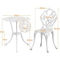 Conjunto de Mesa y Sillas Exterior Juego de Muebles de Aluminio para Jardín Balcón Terraza Blanco,44x44x85,5cm - details 2