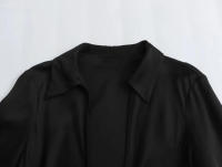 TRAFZA-camisa de satén con lazo adornado para mujer, blusa de seda con textura, informal, ajustada, de manga larga, con cuello vuelto, 2024 - details 4