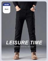 Pantalones informales ajustados para hombre, novedad de otoño, pantalones clásicos de marca rectos de negocios cómodos elásticos de color negro puro para hombre - details 6