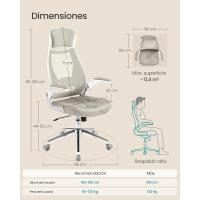 Inclinables, Apoyacabezas y Soporte Lumbar, Mecanismo de Balanceo, Superficie de Malla, Beige - details 1