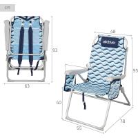 Silla de Playa Plegable, 64x63x43/105 cm, Aluminio y poliéster, 5 Posiciones, con Asas de Mochila, Reposabrazos y Bolsillos Laterales, Antivuelco, Resistente y Ligera, Modelo Aruba (62416) - details 2