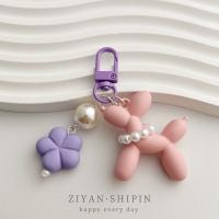 Llavero creativo con forma de globo de perro Kawaii, llavero con forma de perro de gelatina, llavero con forma de flor para cachorro, accesorio colgante - details 8