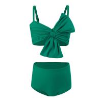 Traje de Baño de Tirantes de Cintura Alta Estilo Lazo para Niñas Prenda de Baño para Niñas 5-14 Años Traje de Baño de Moda para Mujeres - details 14