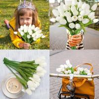 Flores artificiales de tulipanes para jardín, ramo de flores falsas para decoración de boda, fiesta, hogar, 10 piezas - details 3