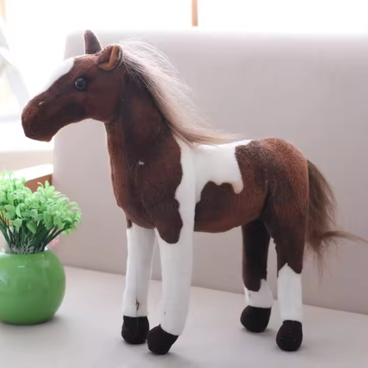 Juguete de Peluche de Caballo Realista Almohada de Algodón PP Suave Regalo de Cumpleaños Perfecto - 1