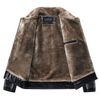 Abrigo de lana para hombre para mantener el calor, Tops con cuello extraíble a la moda, chaqueta de cuero con solapa sólida gruesa y holgada para exteriores, invierno - details 7