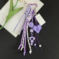 LLavero de corazón de niña de dibujos animados con cerradura, colgante de bolsa en forma de corazón antipérdida tejido a mano, baratija multifuncional, llavero de cuerda trenzada - details 2