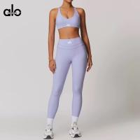 ALO yoga set con cojín sujetador chaleco ajuste desnudo sensación de elevación de cadera media running pantalones de fitness - details 0