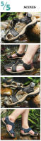 Sandalias clásicas de cuero genuino para hombre, zapatos ligeros informales de alta calidad para exteriores, zapatillas de moda para verano - details 6