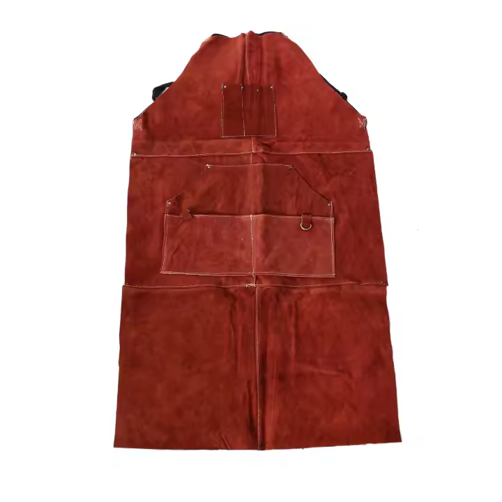 Leather Welding Apron - Heat & Flame-Resistant Heavy Duty Work Forge Apron with 6 Pockets, 42Inch Large - 1