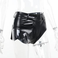 Pantalones cortos de mujer, sexy, suela elástica de PU con cintura alta para invierno - details 12