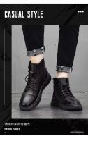 2024 Producto de diseño Zapatos de moda de tobillo británicos Botas altas de cuero de PU para hombres - details 2