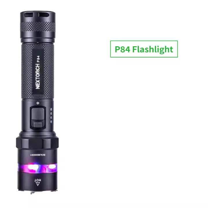NEXTORCH P84 Linterna Táctica de Alta Potencia con Luces de Señal Rojo/Azul Omni-Direccionales 3000 Lumens 260m Distancia de Haz Aluminio Totalmente Recargable Ultra-Duro Cerámica Nano Ventana Rompedora - 1
