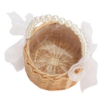 Cesta de mimbre tejida a mano para niña, cesta de mimbre con perlas de princesa, para decoración del hogar y boda - details 7