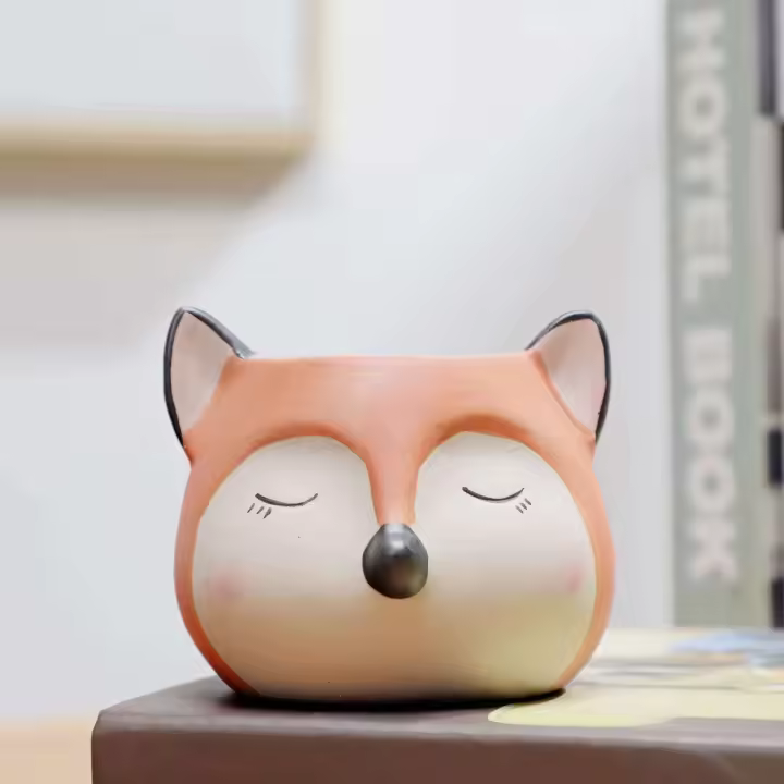 1 oso de dibujos animados en forma de animal de cerámica de estilo nórdico, gato, cabeza de vaca, mini planta jugosa, bonsái ETA, decoración del hogar - 1