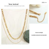 Nuevo collar de doble capa con temperamento de nicho, collar de clavícula de acero titanio con baño de oro de 18k, joyería para mujer - details 4