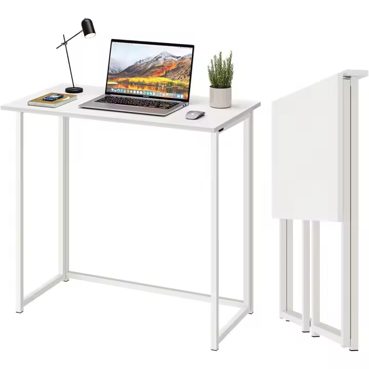 Mesa de Escritorio Plegable Compacta Sin Ensamblaje, Blanca, 80 x 45 x 74 cm - 1
