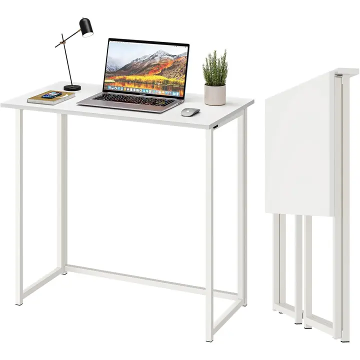 Mesa de Escritorio Plegable Compacta Sin Ensamblaje, Blanca, 80 x 45 x 74 cm - 1