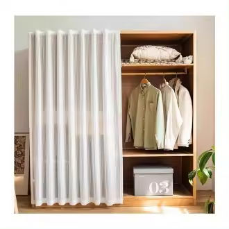 Cortina Antipolvo Adhesiva Para Armario 1PC Con Cinta Mágica Para Sala De Estar Y Cocina Material De Poliéster Estilo Clásico - 1