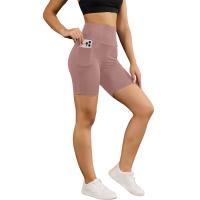 Pantalones cortos de motociclista de cintura alta para mujer con bolsillos súper suaves sin transparencias entrenamiento correr Yoga atlético Push Up gimnasio - details 11
