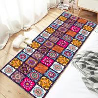Alfombrilla de Mandala de estilo bohemio, alfombra antideslizante a cuadros suaves, Floral, rectangular, para cocina y sala de estar - details 1