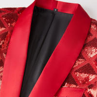 Vestido de lentejuelas para hombre, chaqueta de traje, abrigo de esmoquin para fiesta y festival - details 16