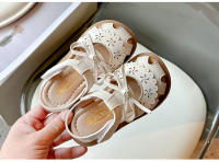 Niñas arco zapatos de bebé 2025 verano nueva bolsa de los niños cabeza sandalias niñas princesa zapatos de suela blanda - details 8
