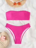 Bikini con Top de tubo para mujer, traje de baño con cordones sólidos, conjunto de Bikini Sexy con Tanga, ropa de playa de verano - details 18