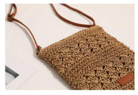 Bolso de paja cruzado de estilo fresco, bolso tejido vertical, bolso de playa de vacaciones, bolso de hombro versátil para mujeres - details 1